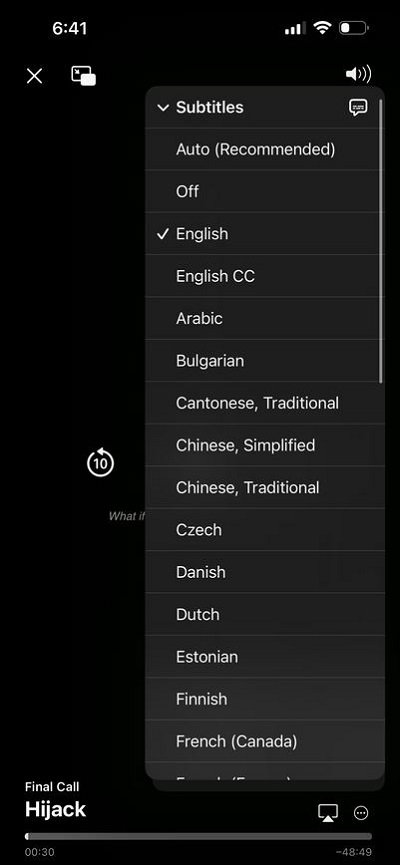 english subtitles on iPhone