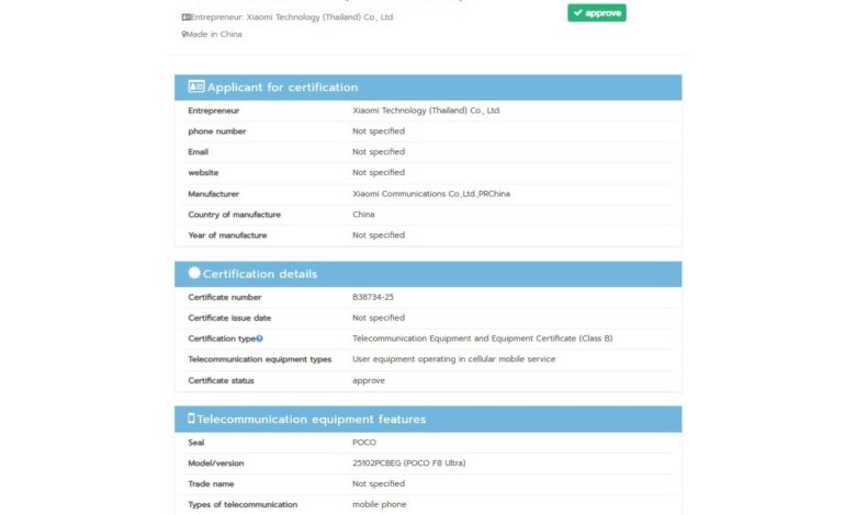 Poco F8 Ultra Certified: Imminent Launch Implied, Early Release Hinted.