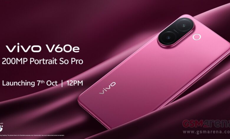 Rewrite Options:

Vivo V60e Launch Date Revealed
Vivo's V60e Set to Launch Soon

Summary:
Vivo will soon release the V60e model.