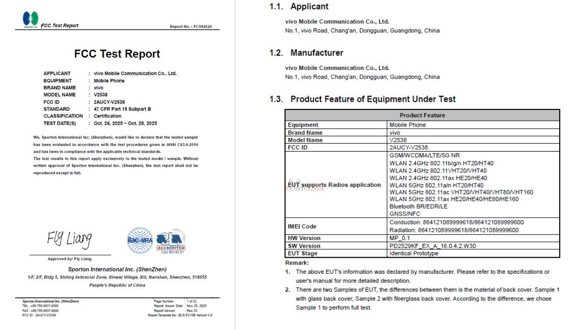 vivo V70's FCC certification reveals new details
