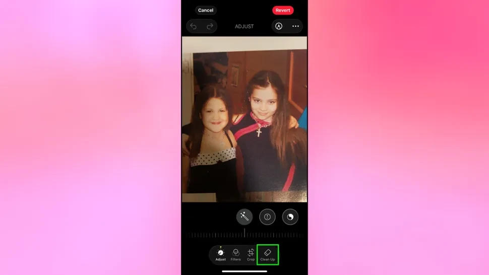Clean Up highlighted on iPhone photo