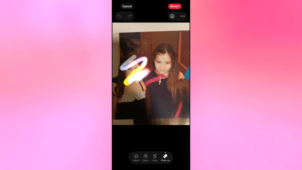 Clean Up tool used on iPhone photo