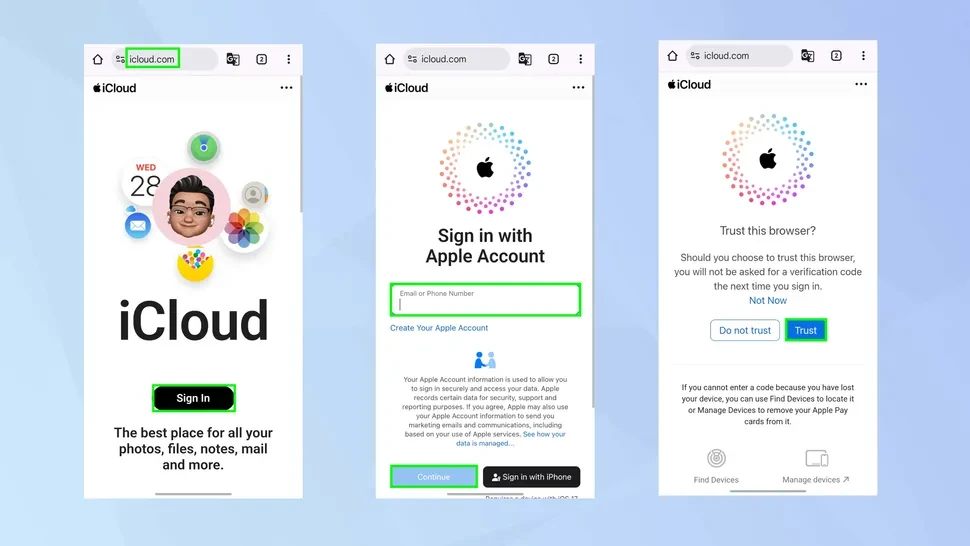 How to access iCloud services on an Android devices