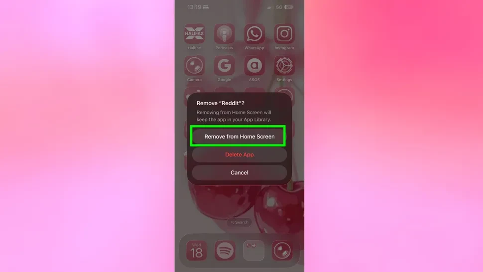 Remove apps from home screen